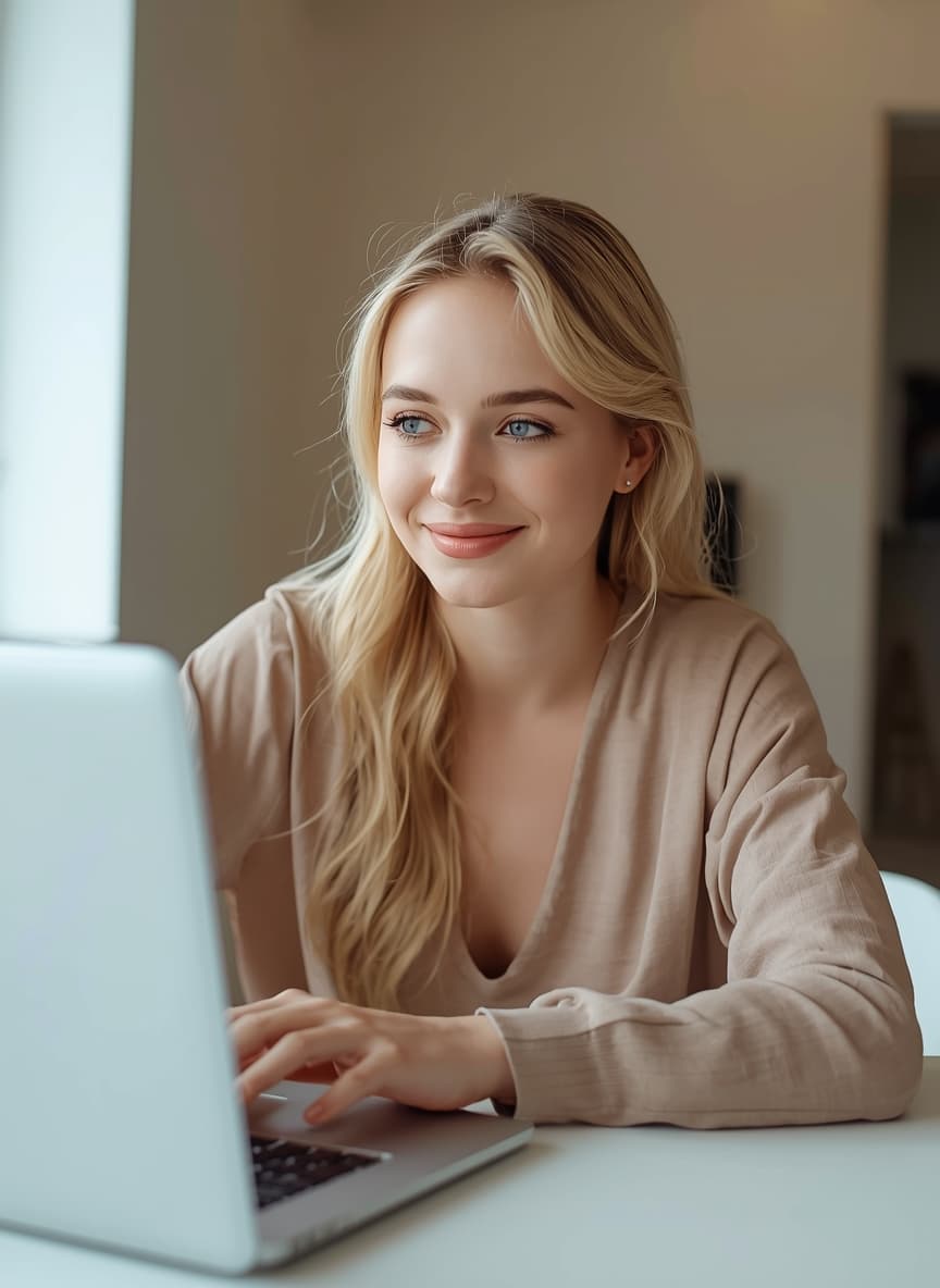 Participante russe souriante lors d\u2019un speed dating en visio